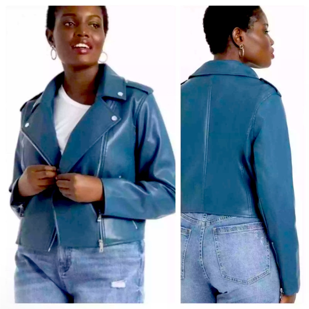 NWT eloquii faux leather cropped moto jacket